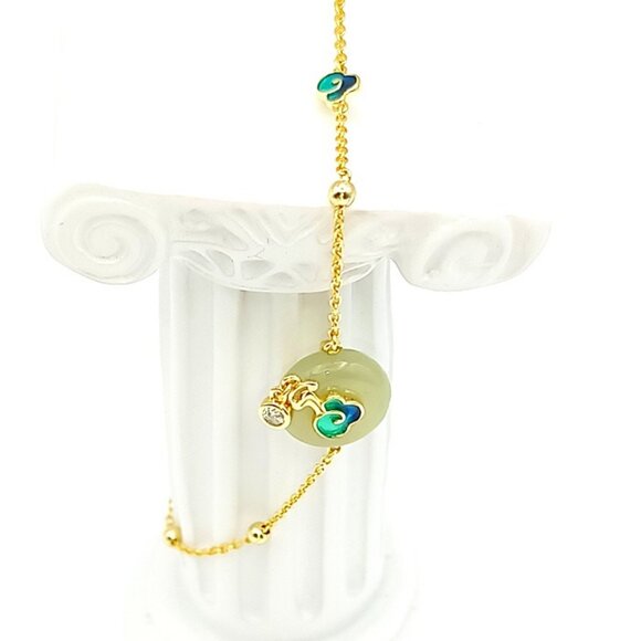 Lotus 925 Sterling Silver Nephrite Jade Necklace For Women - Picture 3 of 6